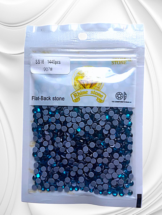 Стразы термоклеевые, цвет бирюзовый, размер SS16 (3,8 - 4,0 мм), 1440 шт