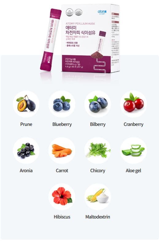 Порошок псиллиума Atomy из саше с ягодными экстрактами