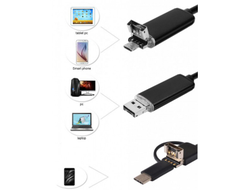 Эндоскоп жесткий SUN 2 метра 5 мм кабель с эффектом памяти USB-microUSB-TypeC встроены