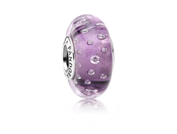 Фиолетовый Шарм Пандора мурано с кубическим цирконием