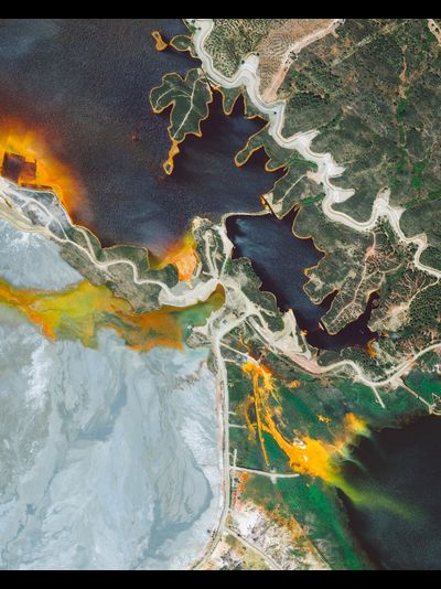 Картина обогреватель, спутниковое фото рудника Рио-Тинто