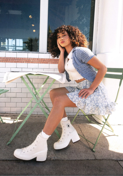 Молочные туфли Converse De Luxe Heel на массивном каблуке A05348C