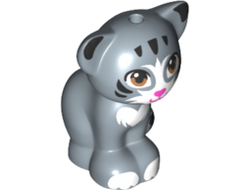 Cat, Friends / Elves, Sitting with Medium Nougat Eyes, Dark Pink Nose and Black and White Patches Pattern Chico, Sand Blue (11602pb04 / 6172417)