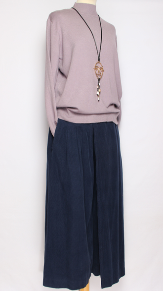 БРЮКИ-ЮБКА  вельветовые "СКЛАДКА СПЕРЕДИ" синие р.48-52