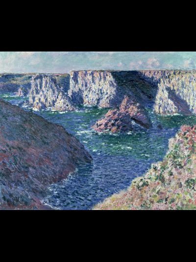 Купить греющую картину с фото репродукции Клода Моне Скалы в Бель-Иль