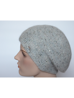 Серый меланжевый берет с пайетками Vizio Италия 6926 фото