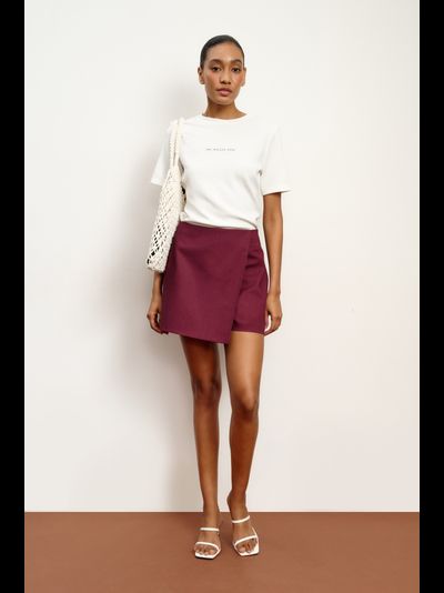 Шорты на запах изо льна (винный)