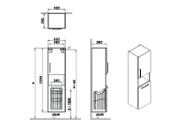 Пенал высокий, Vitra Root, 40 см, с корзиной для белья, кордоба, правосторонний, 68013