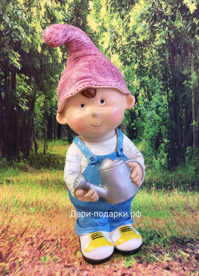 ГНОМ МАЛЬЧИК с лейкой  31*13*15см  0,9кг  полистоун Россия 1621//012283