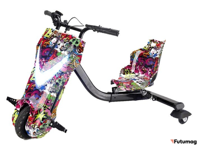 Электроскутер Дрифт Карт Drift-Trike (DRIFT CAR) T01 Джунгли (Фиолетовый граффити)