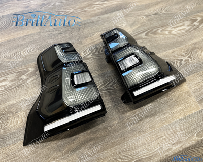 Стопы Toyota Land Cruiser Prado 150 2009-2017 стиль 2018+ с анимацией (дымчатые)