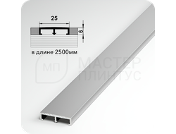 П-образный бордюр-вставка из алюминия шириной 25 мм. серебро матовое