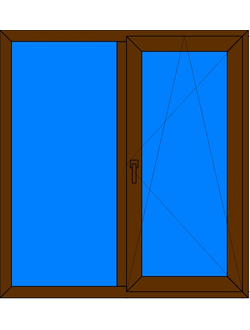 Двухстворчатое окно 1300*1400 Brusbox 70-5 AERO Шоколадно-коричневый с двух сторон