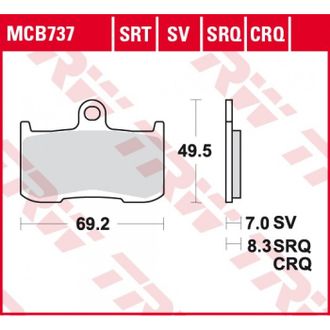 Тормозные колодки передние TRW MCB737SV для Kawasaki, Suzuki (Sinter Street SV)