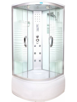 Душевая кабина Водный Мир ВМ-8808, Высокий поддон, задние стекла белый рифлёные,передние стекла матовые, 100x100x215 см.