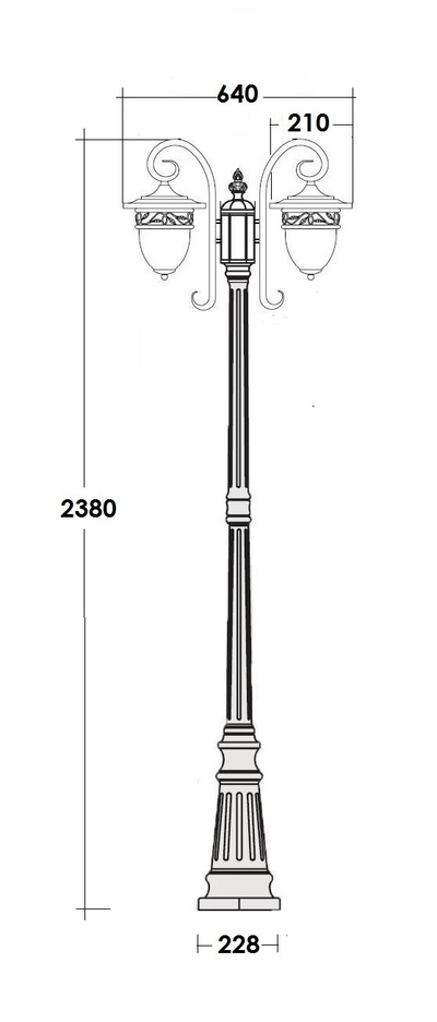 Садово-парковые светильники KRAKOW 1  2L(столб 2 фонаря 204см ;