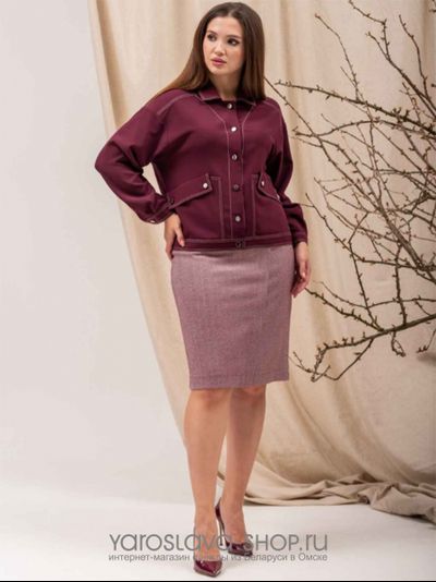 Модель: 6921.Костюм 2-ка: жакет бордового цвета и юбка.