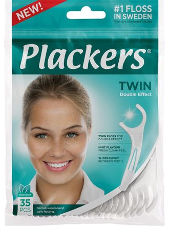 Флоссер Plackers Twin с запатентованной двойной нитью Tuffloss, Plackers, 35 шт.