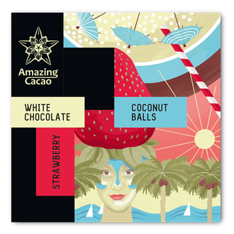 Белый шоколад 40% Amazing Cacao Клубника с кокосом, 60 гр