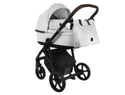 Коляска 3в1 Roan Esso Кожа White/Black руч.Тем.коричневый