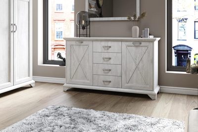 Комод Лорена 2д4ящ, Бетон Паин белый