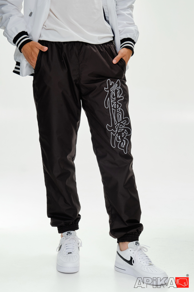 Костюм спортивный KANJI с символикой каратэ, черно-белый, APIKA, вышивка киокушинкай