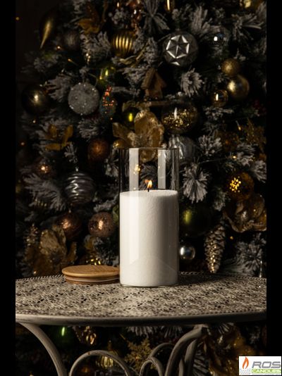 Насыпная свеча с бамбуковой крышкой 11*25 см