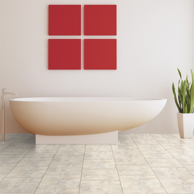 Виниловый пол Wineo 400 Stone Magic Stone Cloudy MLD00136 в интерьере ванной