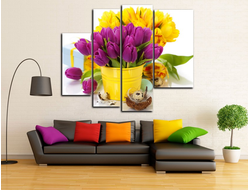Модульная картина "Яркий букет тюльпанов"