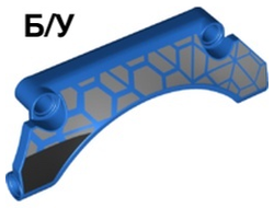 ! Б/У - Technic, Panel Car Mudguard Arched 9 x 2 x 3 Straight Top with Silver Polygons and Thick Black Stripe Pattern Model Right Side, Blue (42531pb001R 6335198) - Б/У