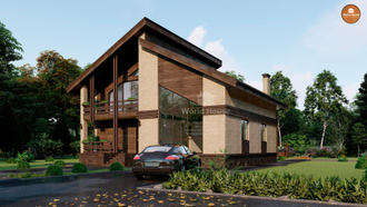 Двухэтажный дом из газобетона с нестандартной кровлей. Проект №94