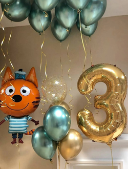 Сет "Коржик хром" (16 шариков + 1 цифра)