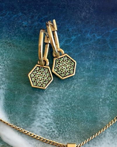 Серьги с зелеными кристаллами A&C (Норвегия)