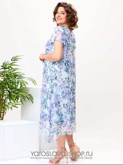 Платье женское А-силуэта в голубом оттенке