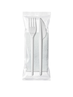 Комплект №3 белый эконом (вилка, нож, салфетка) (500шт/кор)