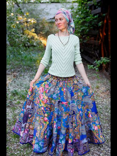 Юбка лоскутная из штапеля &quot;Небесная лазурь&quot;