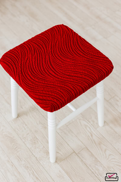 Чехол на табурет Жаккард Волна  Бордовый (2 ШТУКИ). Россия