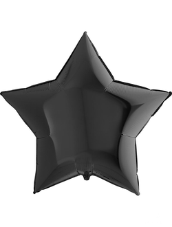 Звезда Чёрный 36"/90 см с надписью и гирляндой