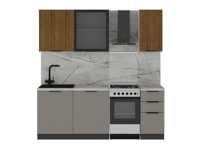 Композиция кухни ВАТЕЛЬ Дуб рейка шоколад/Мокко