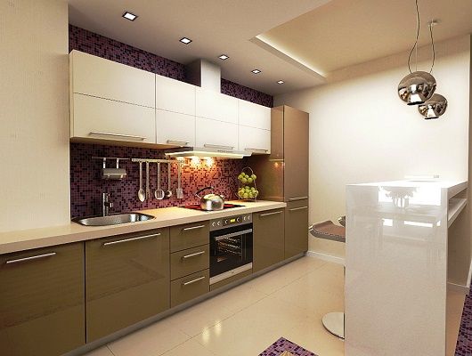 Недорогая кухня Капля на заказ, глянцевые фасады, отличный дизайн кухни в квартире