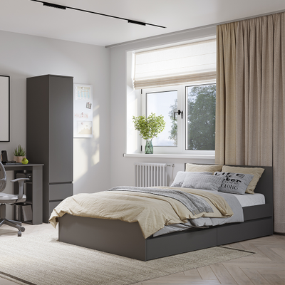 Кровать Симпл с ящиками 1200 КР-07 Графит (Мебелони)