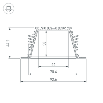 Профиль KLUS-POWER-RW70FS-2000 ANOD (ARL, Алюминий)