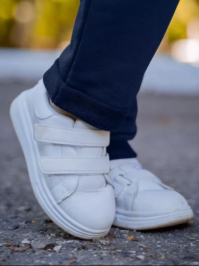 Брюки с подворотами синие