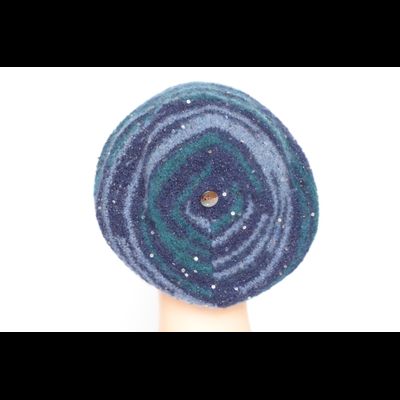 Синий вязаный берет с пайетками Vizio Италия 8066 В