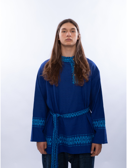 Косоворотка ткачество "Сила Души" синяя