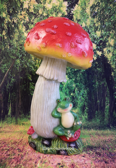 МУХОМОР С ЛЯГУШКОЙ  49*25см   3кг   полистоун Россия 3378/012273* Лягушка  - талисман на счастье, здоровье, успех и богатство.