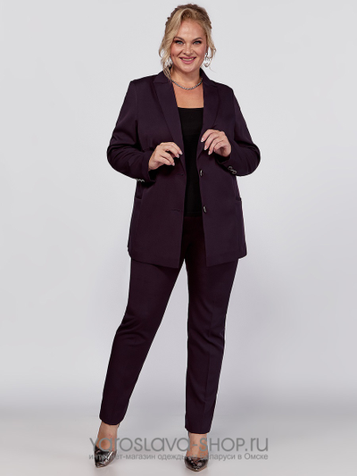 Костюм 2-х предметный, состоящий из пиджака и брюк в цвете баклажан