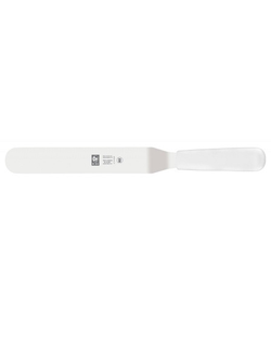 Лопатка 24,5 см изогнутая, рабочая часть 11*2,5 см, узкая с пластиковой ручкой, нержавеющая сталь, белая