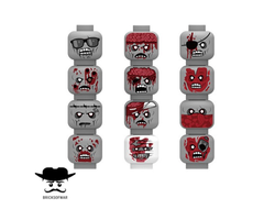 Конструктор зомби головы для фигурок Лего, 12 штук