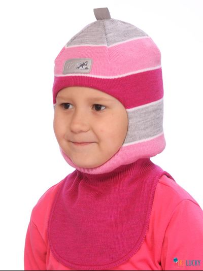Шапка-шлем 21101-02, цвет розовый, серый р. 50-52